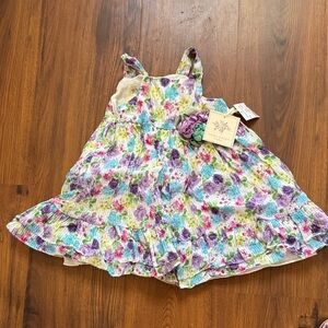 Laura Ashley Floral Kids Dress with Purple and Green